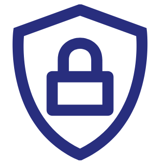 blue outline of a lock in a shield