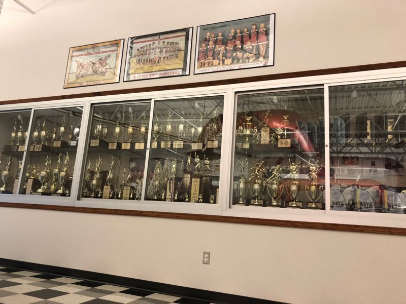 view of all the school trophies 