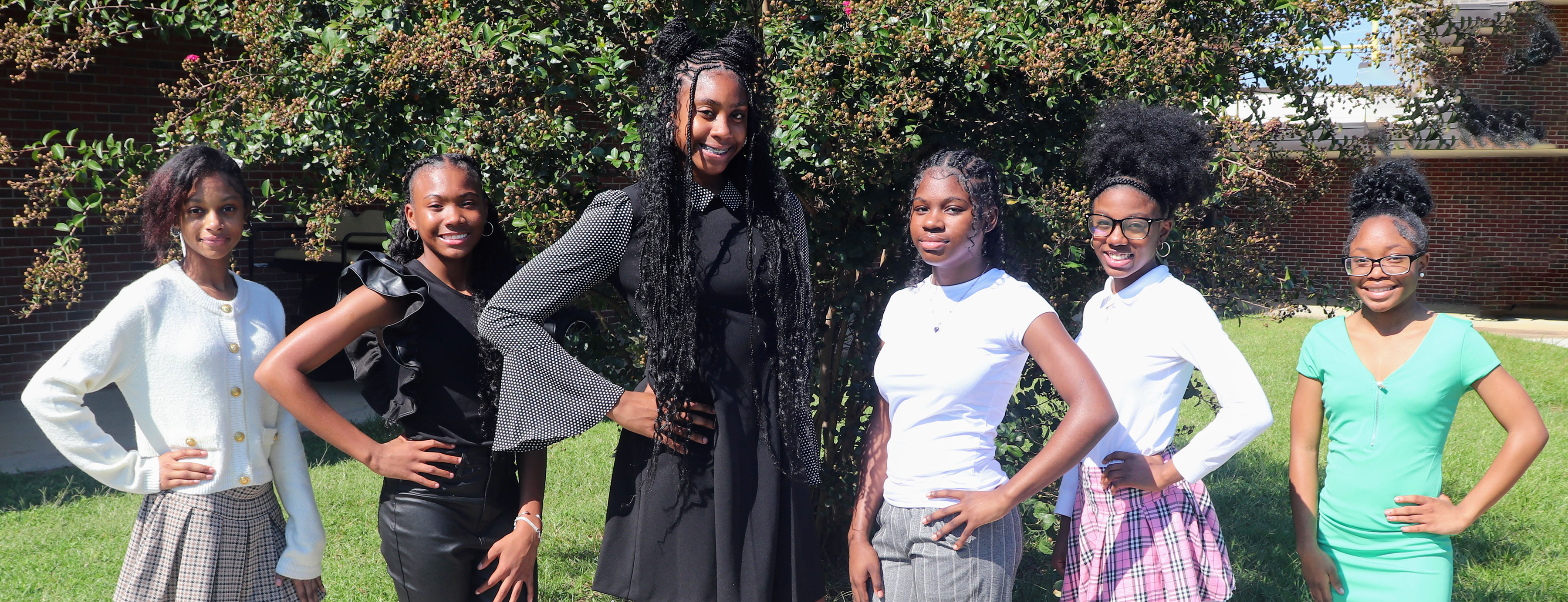 Lanett Junior High School 2024 Homecoming Court (l-r): Seventh Grade Representatives: Zy’Rhiana Porter, Makenley James, and Jailyn White; Eighth Grade Representatives: Aubree Cheeks, Camber Askew, and Malayah Dawson. One seventh grader will be crowned Homecoming Princess and one eighth grader will be crowned Homecoming Queen during halftime of Tuesday’s football game against Beulah.