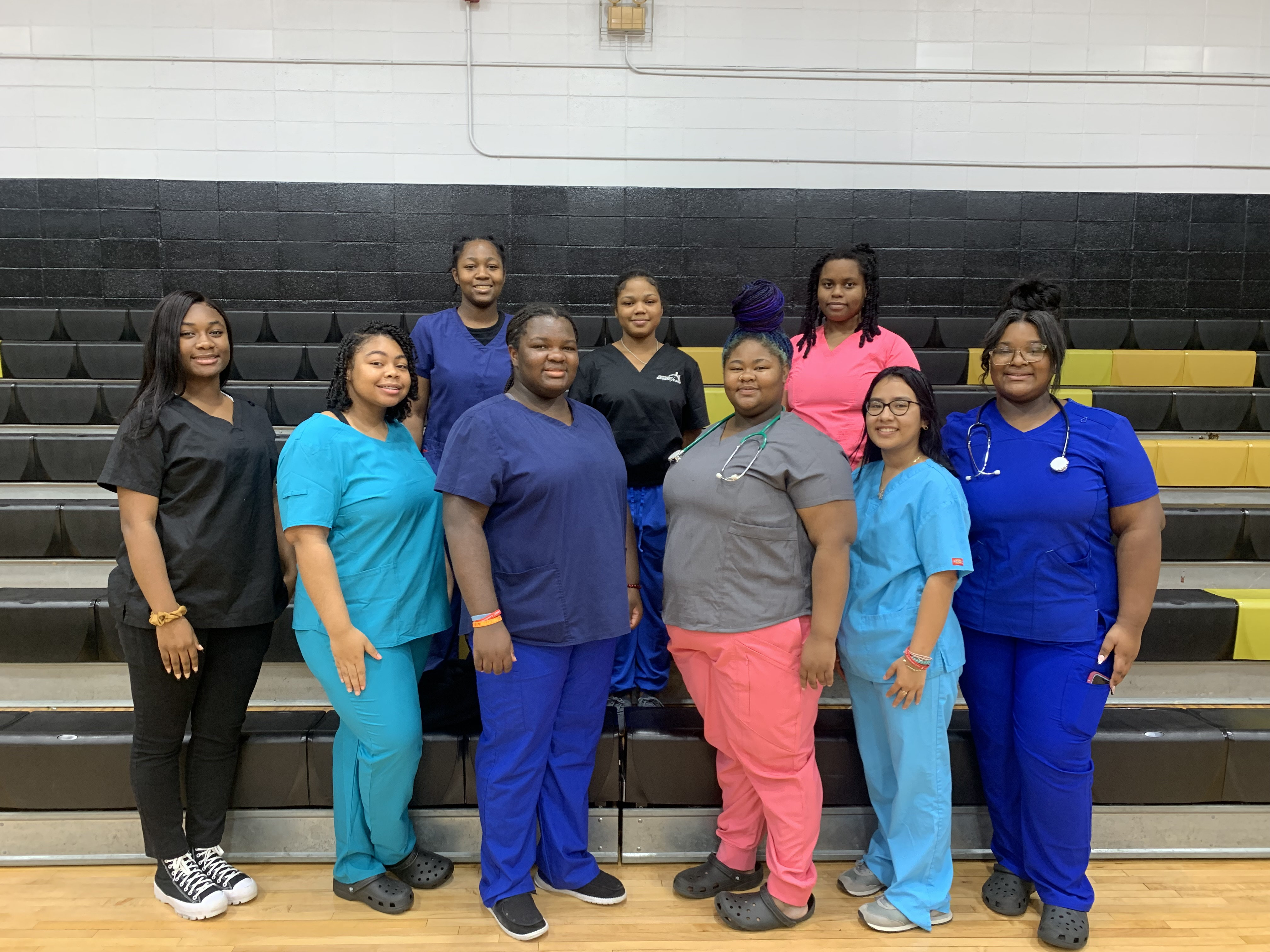 A group picture of students who are members of the HOSA club.