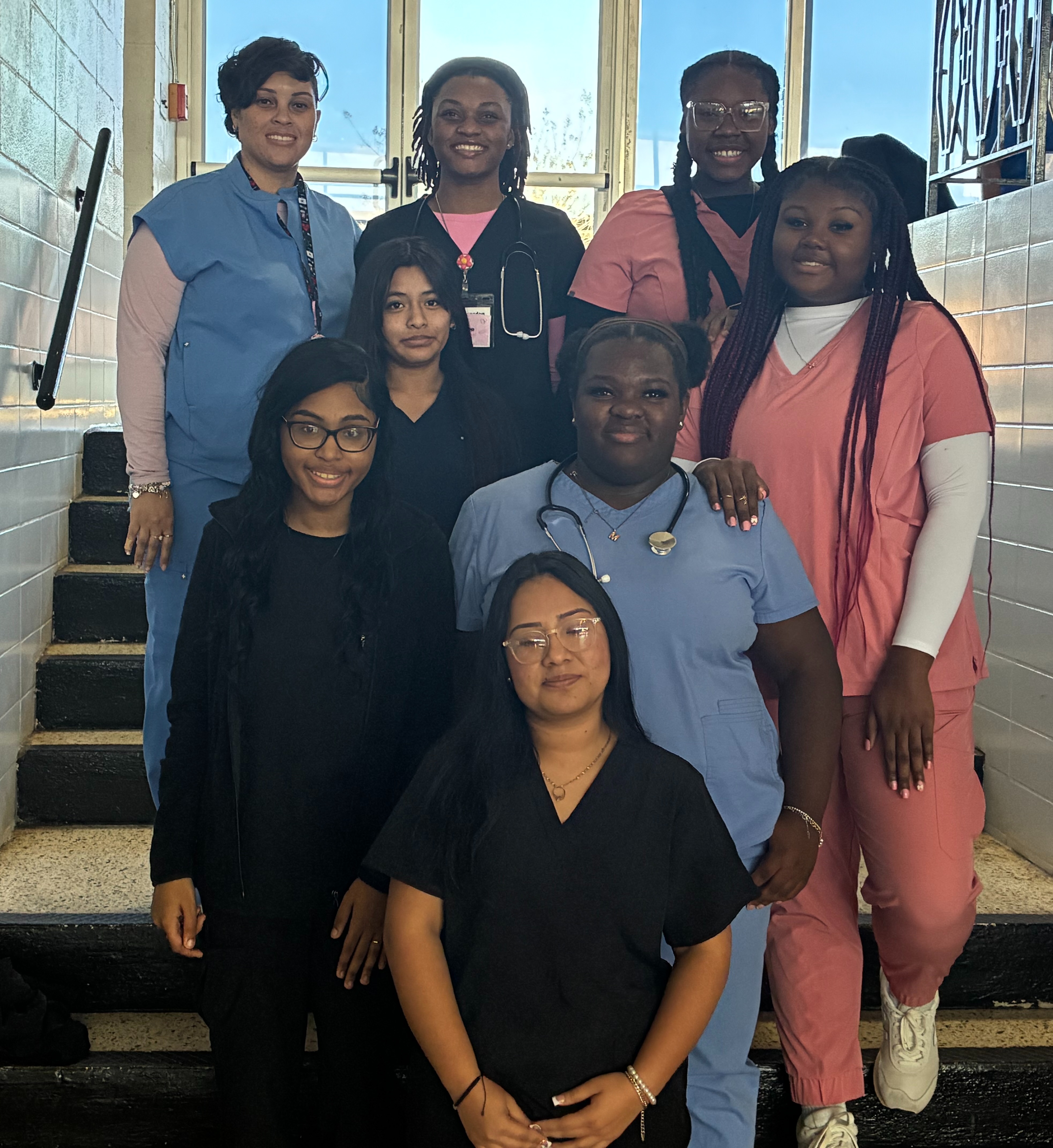 Hosa Members in medical scrubs