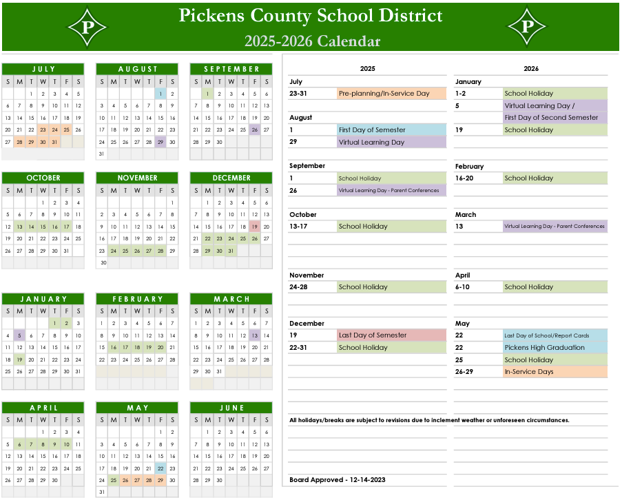 2025-26 School Calendar