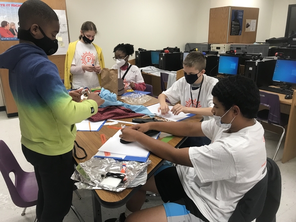 STEM Camp Day 2 - Students work on their Extreme Shoe
