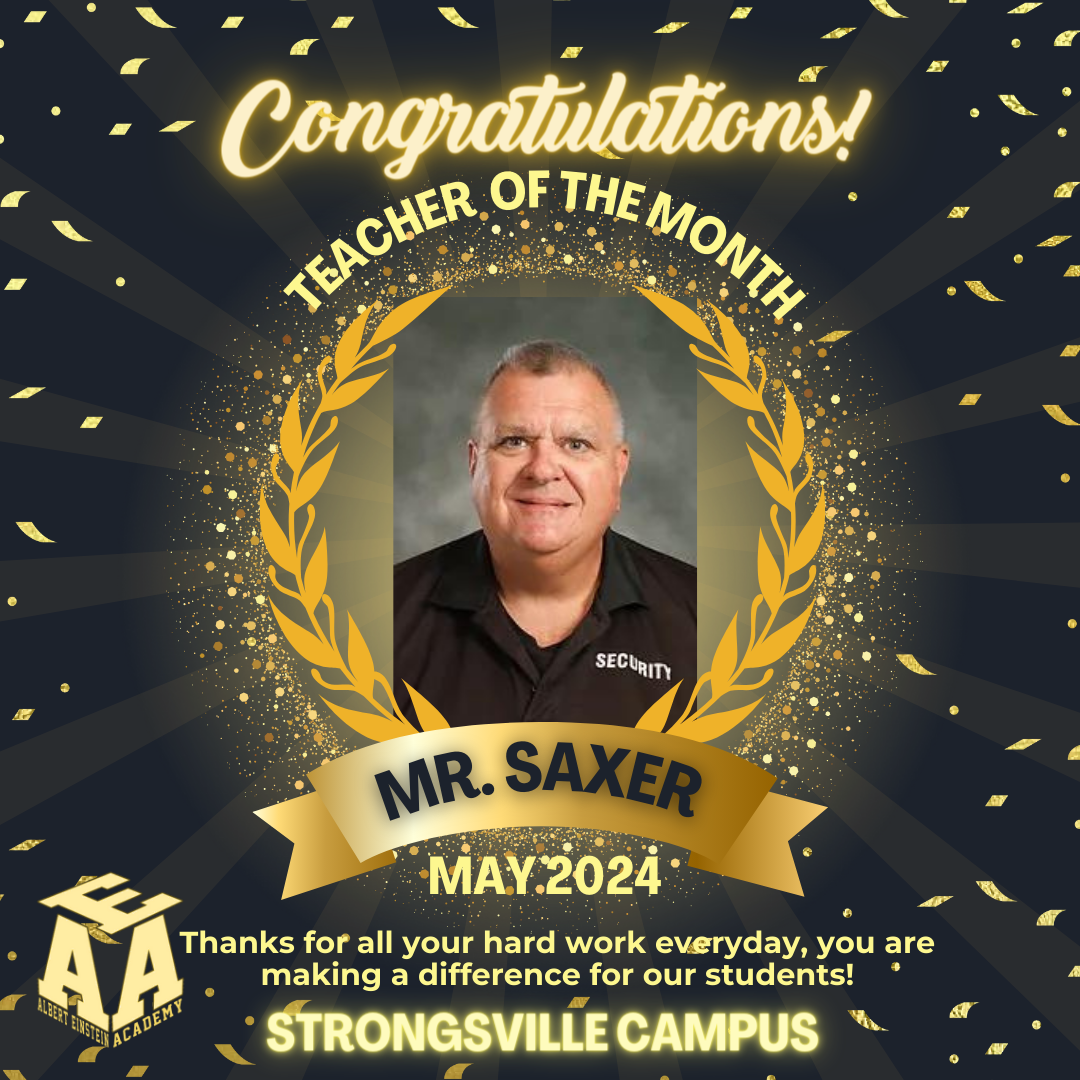 congratulations teacher of the month mr saxer may 2024