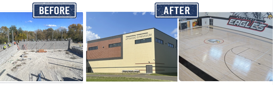 Before and after of the gym.