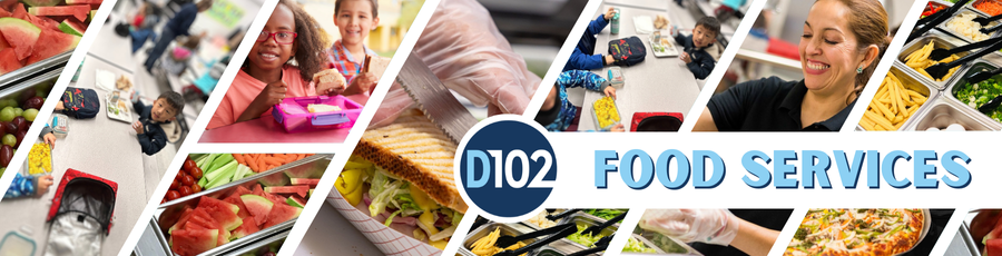 Website header that says "food services" with photos of food.