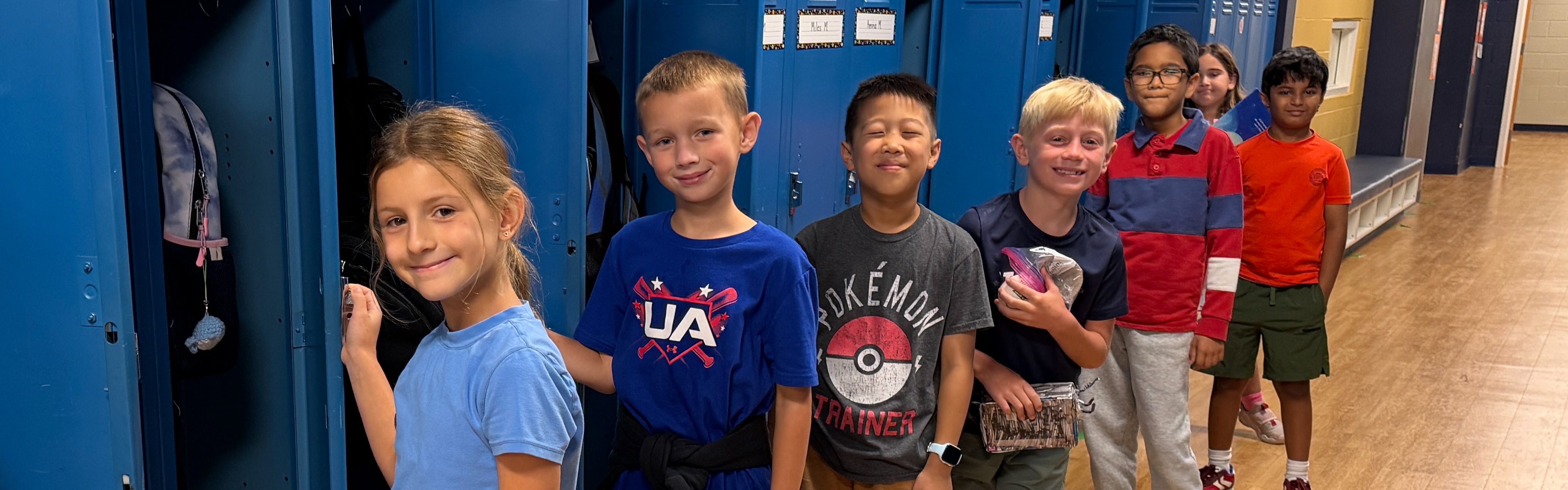students at their lockers.