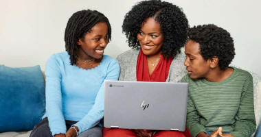 family with a computer