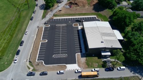 Progress on the new parking lot east of the Varsity Bldg