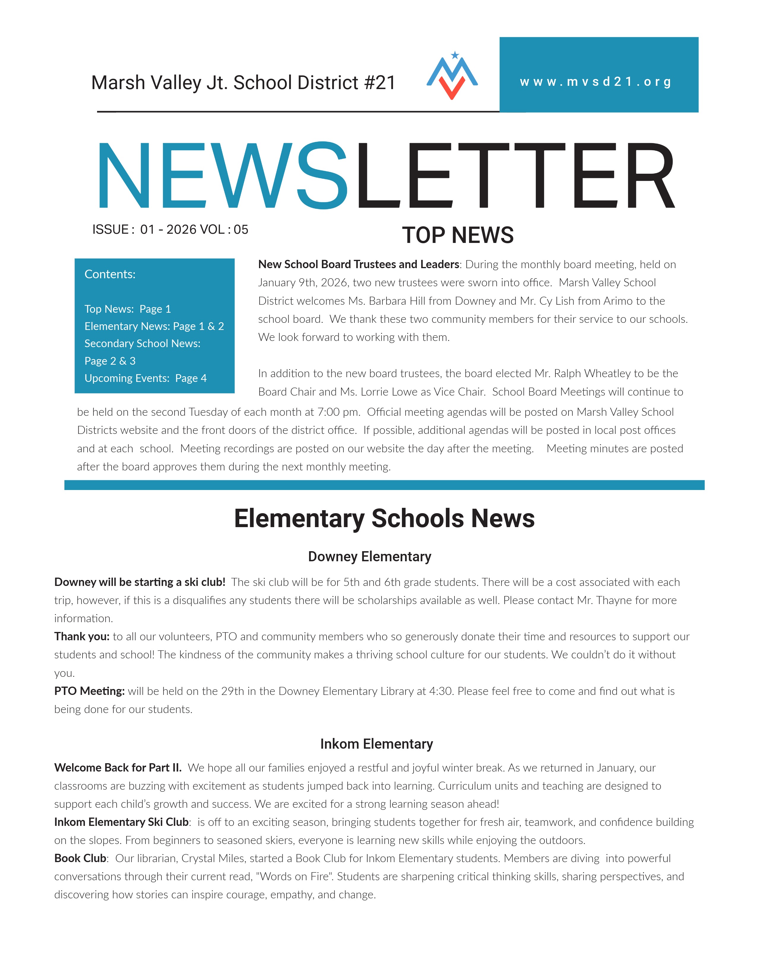 Newsletter January pg 1