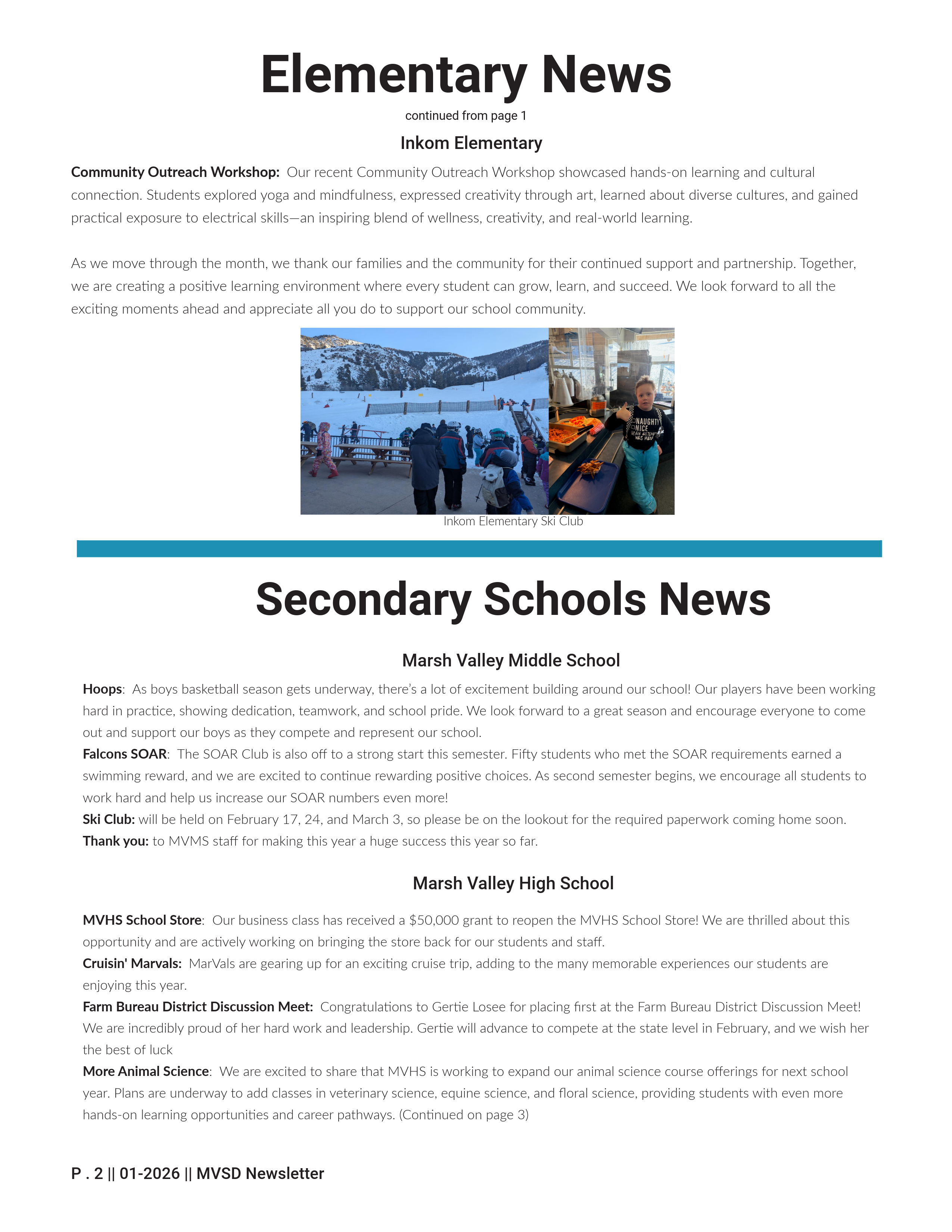Newsletter January  pg 2