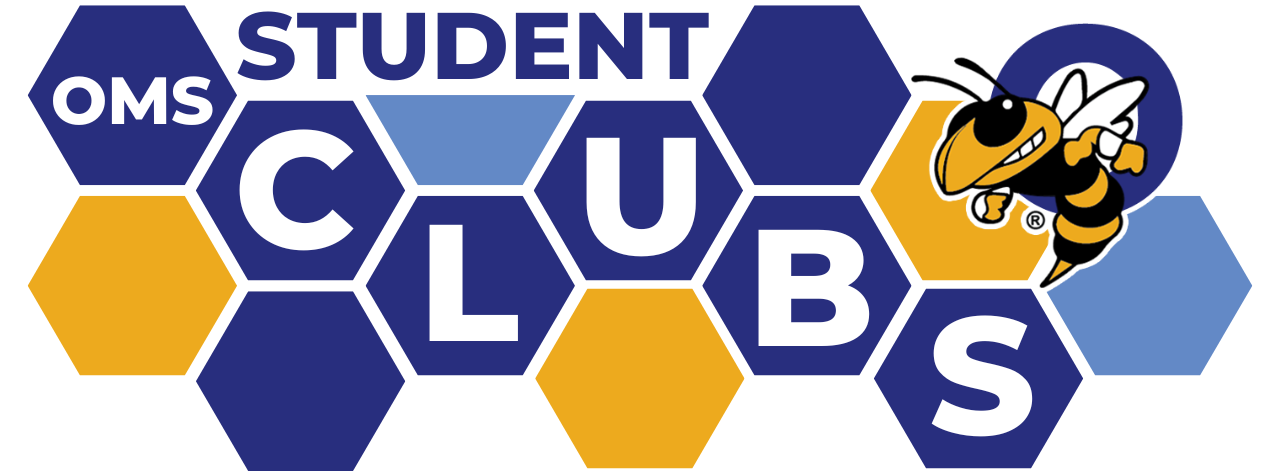 Blue and yellow Honey Combs that spell Student Clubs