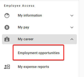 Employment opportunities screenshot