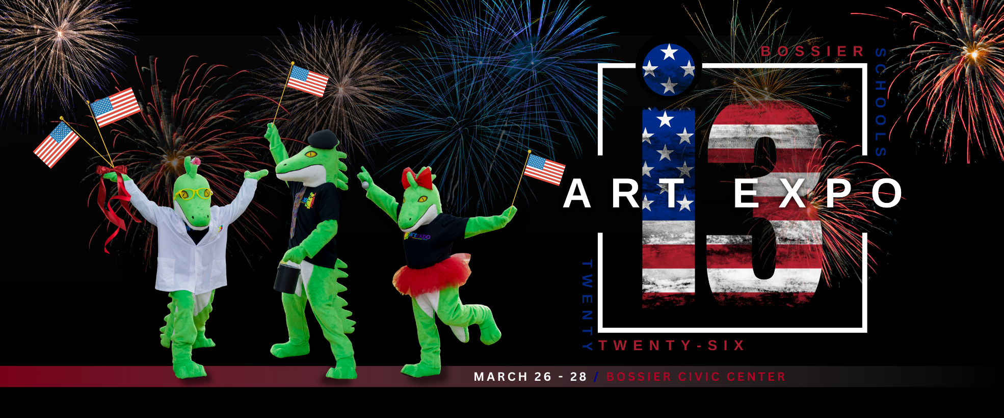 i3 Art Expo is March 26-28. Izzy, Ike and Ivy the Iguanas are waving their flags!