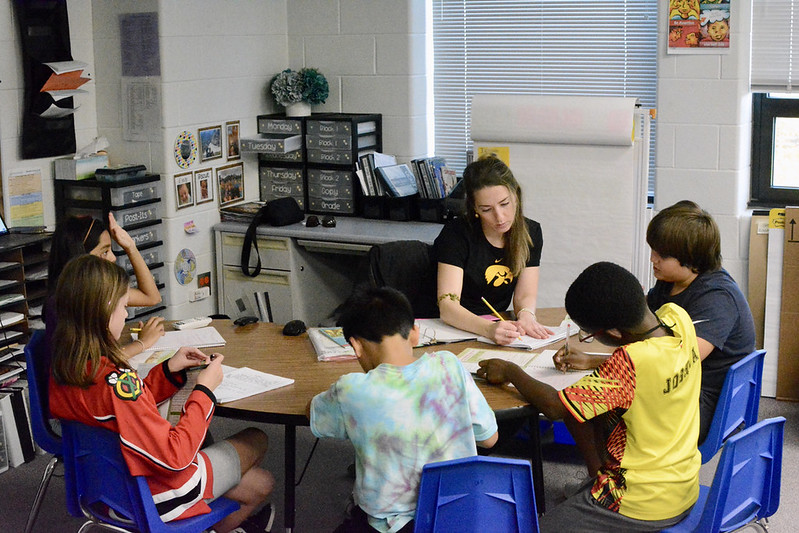 teacher with students