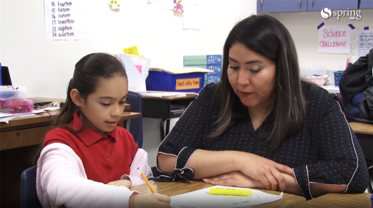 Teachers and students working