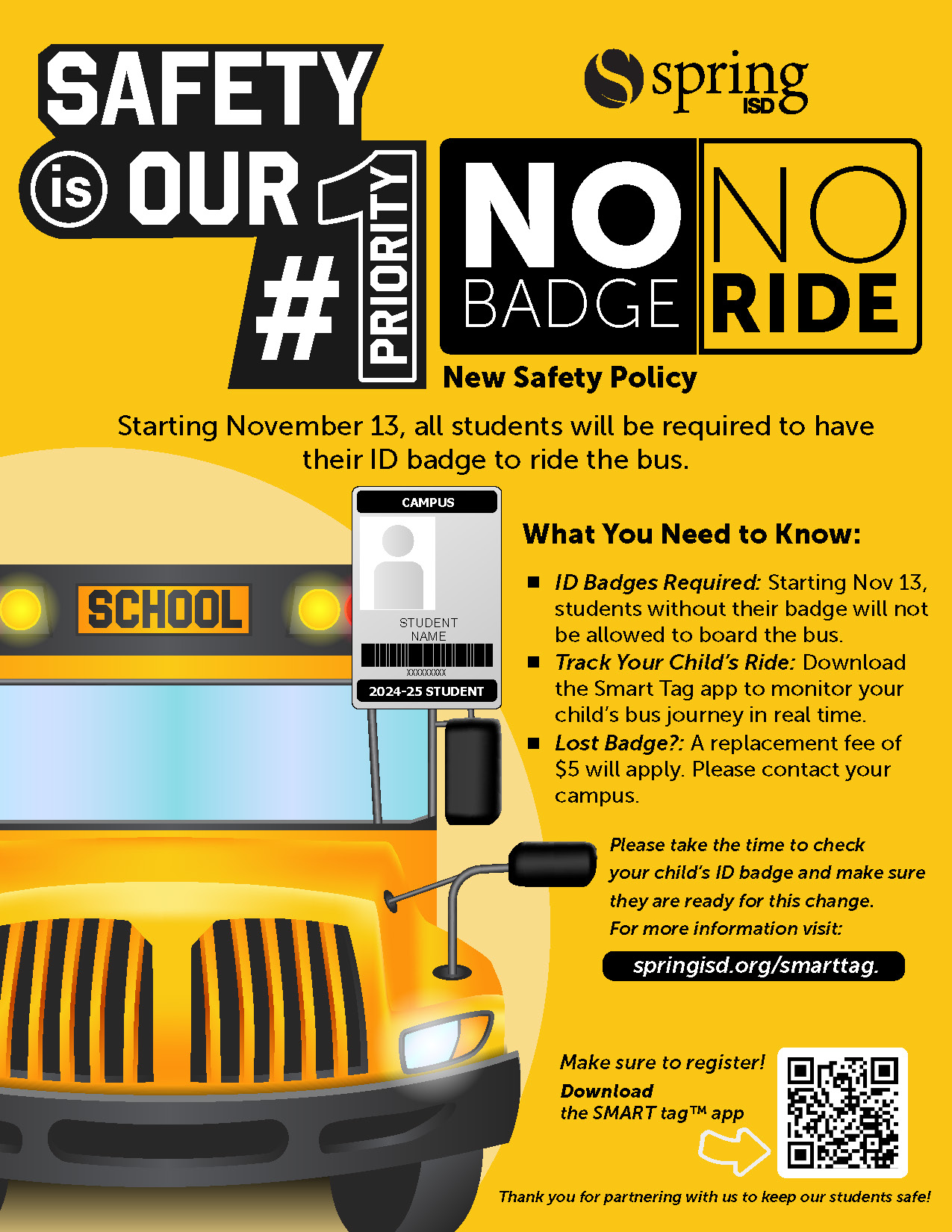 No Badge No Ride Policy | Eickenroht Elementary School