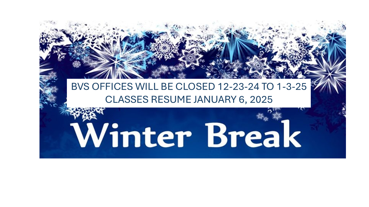 Blue Background with White snowflakes that says Winter Break