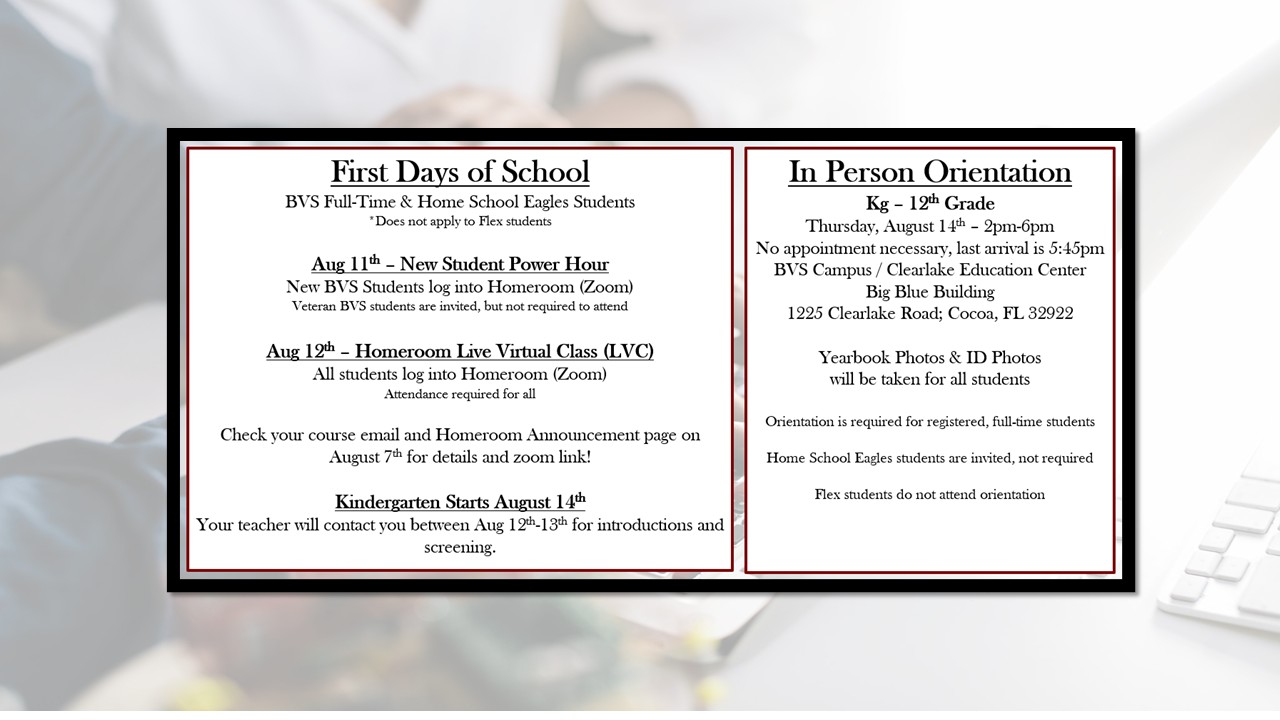 First week of school schedule check email for details