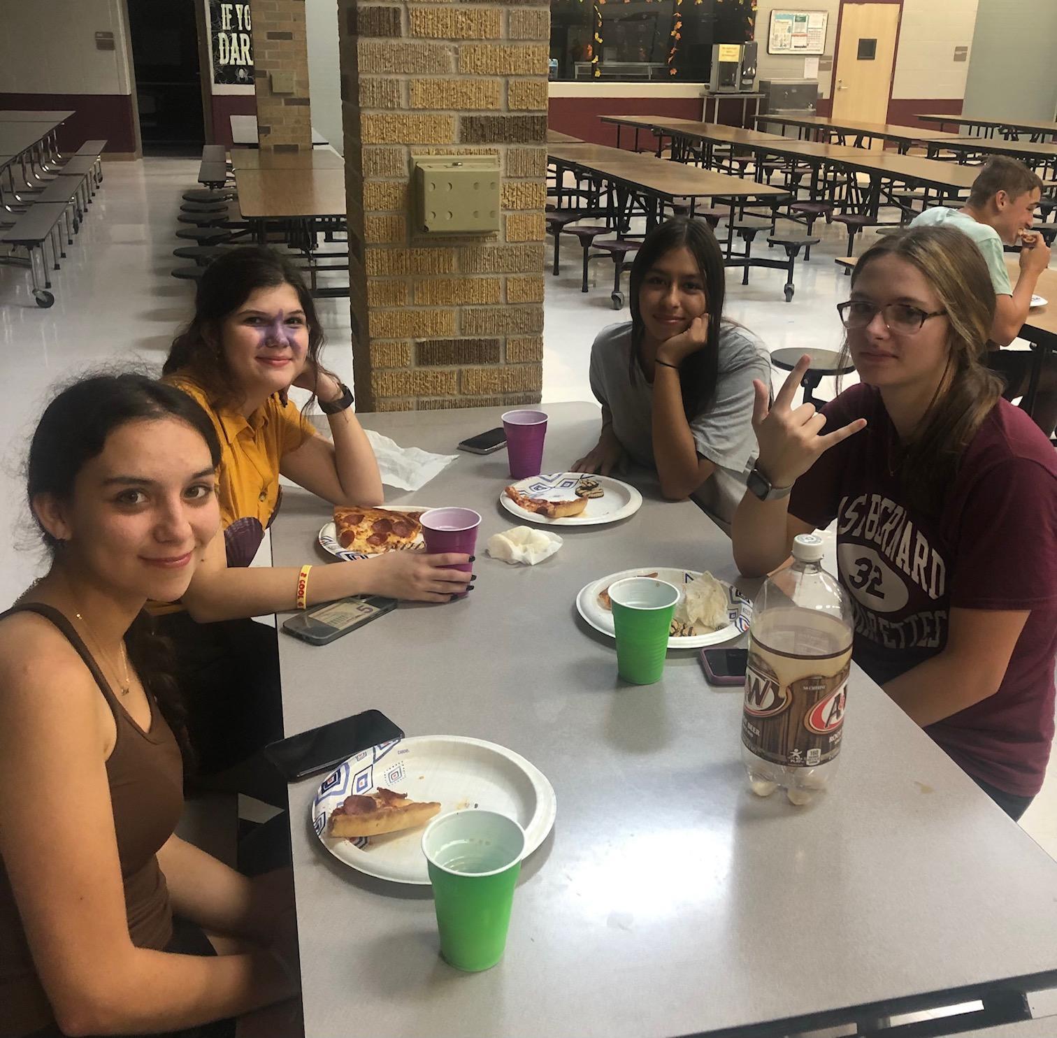 Students eating at the cafeteria