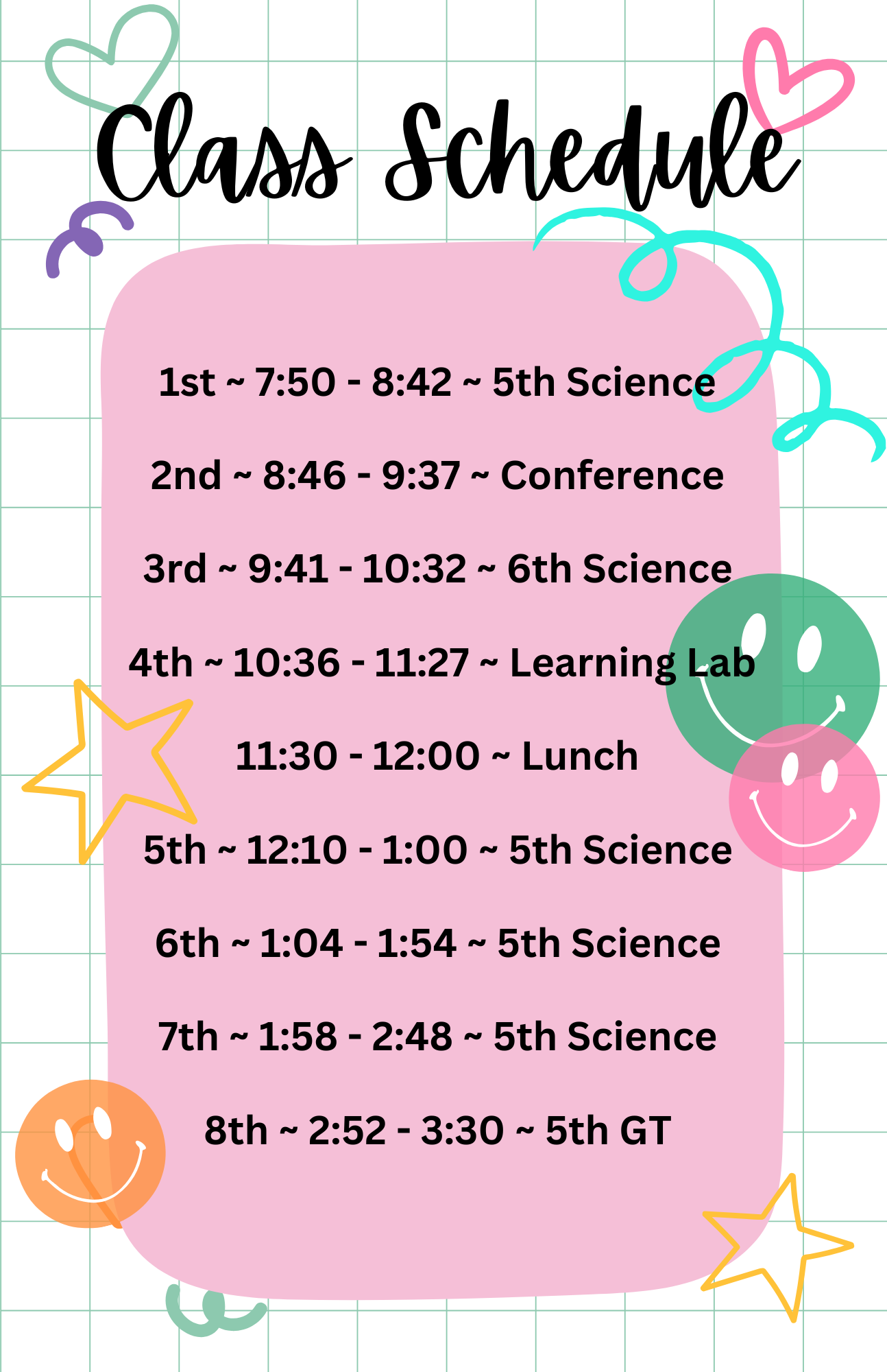 class schedule