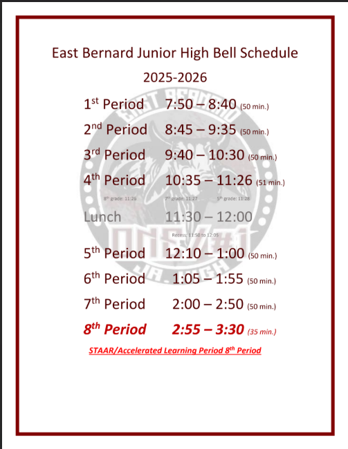 EBJHS Bell Schedule