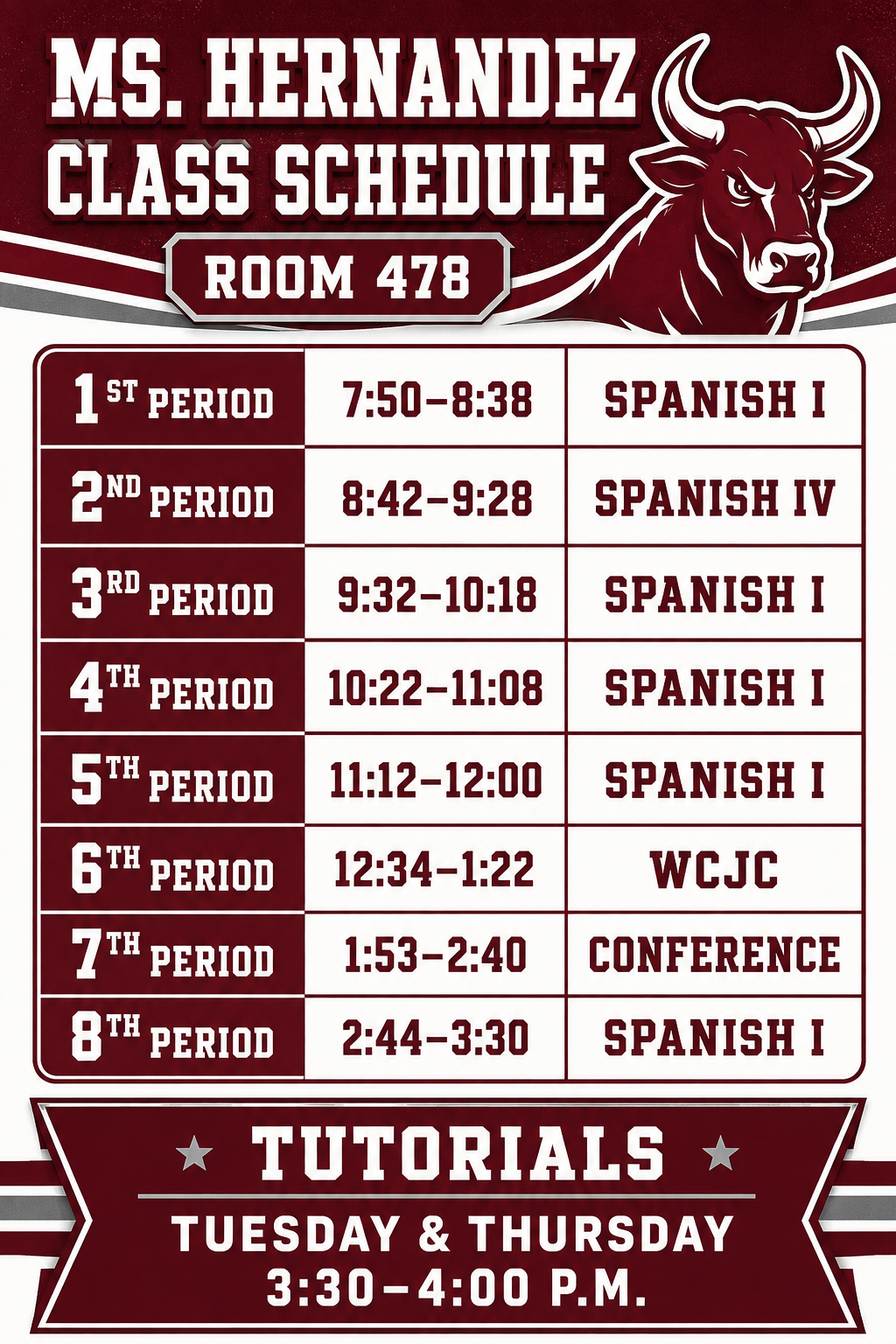 2026-2027  Hernandez Class Schedule 