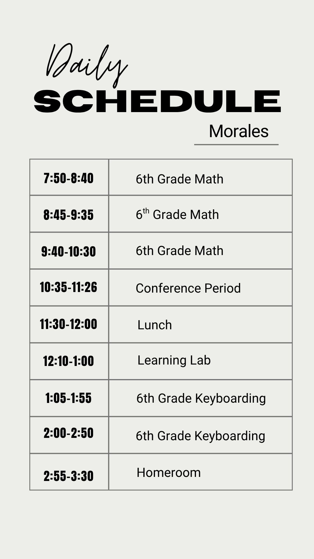 Daily Schedule