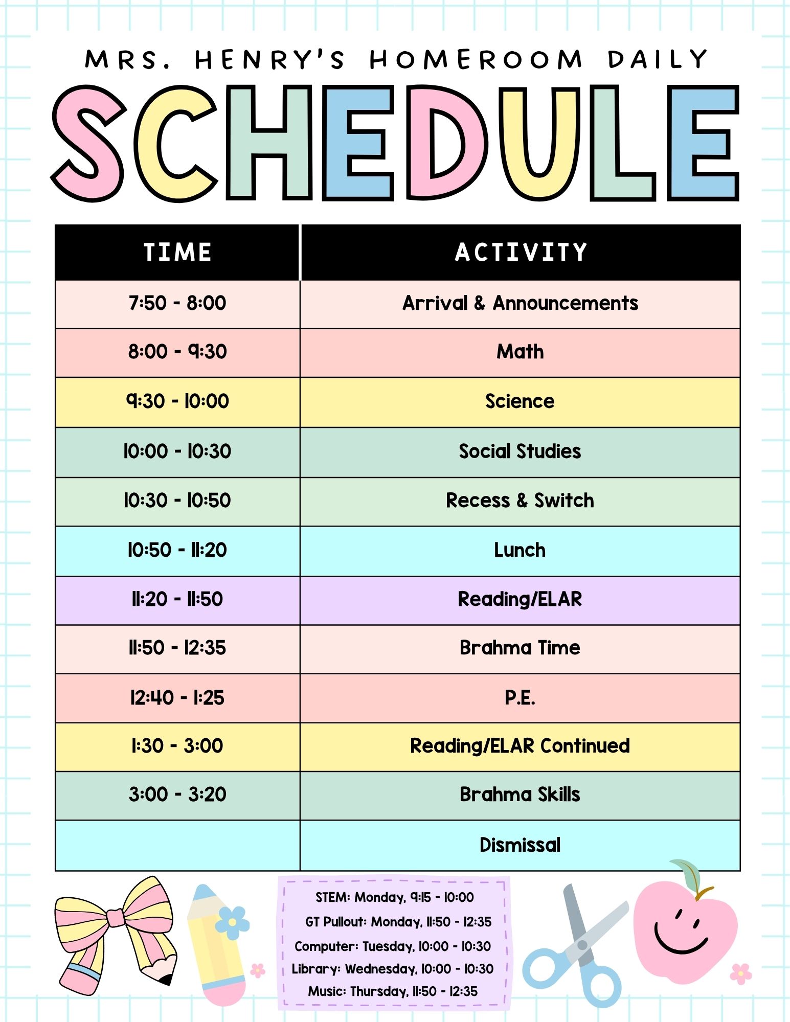 Henry Schedule 26-27