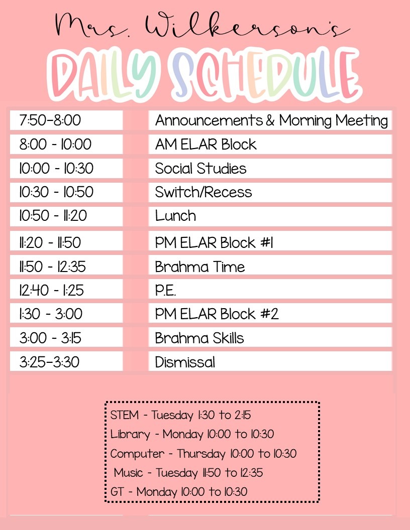 daily schedule