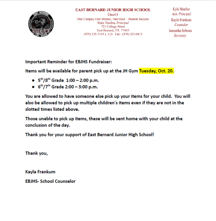 EBJH Fundraiser