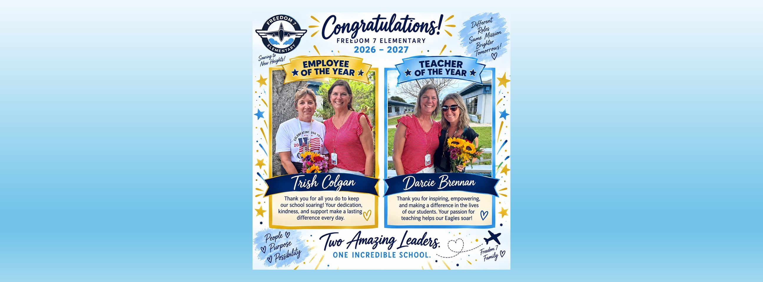 Employee of the year Trish Colgan, Teacher of the year Darcie Brennan