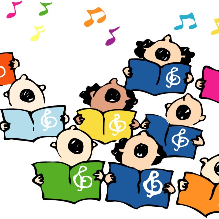 Drawing of students singing in a chorus