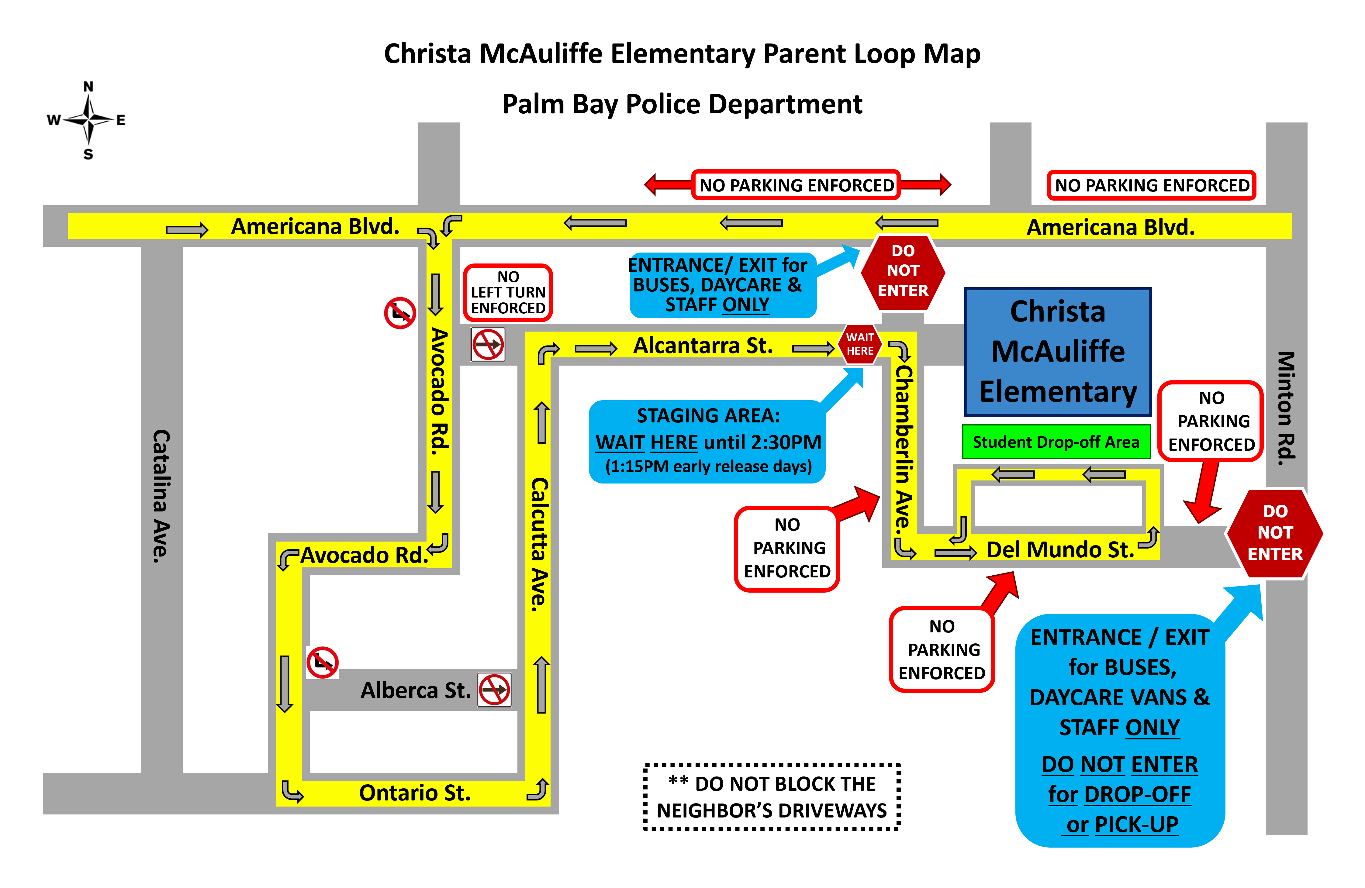 McAuliffe Car Loop Traffic Pattern Map