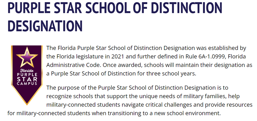 Purple Star School of Distinction