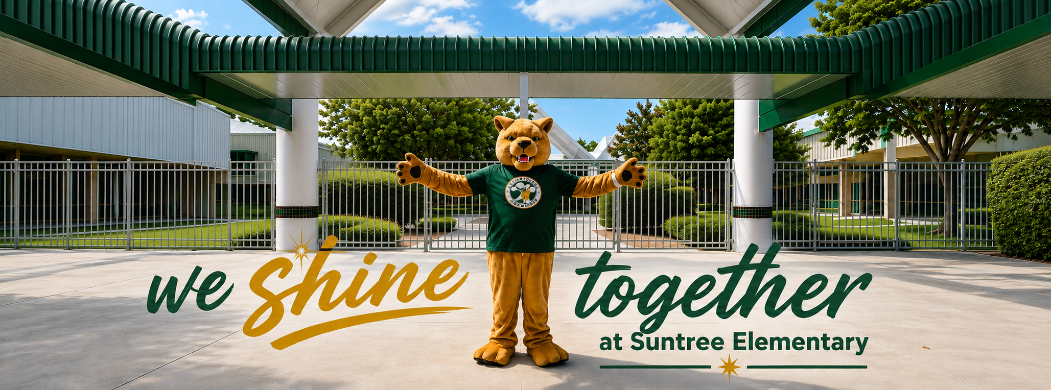 Front of School with Panther Mascot