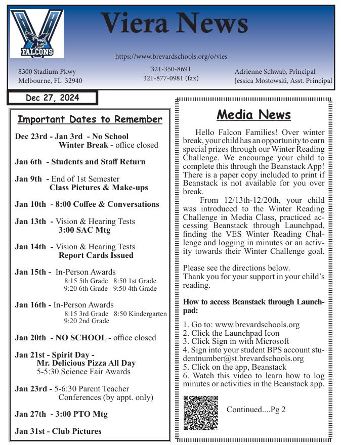 Jan Newsletter Page 1