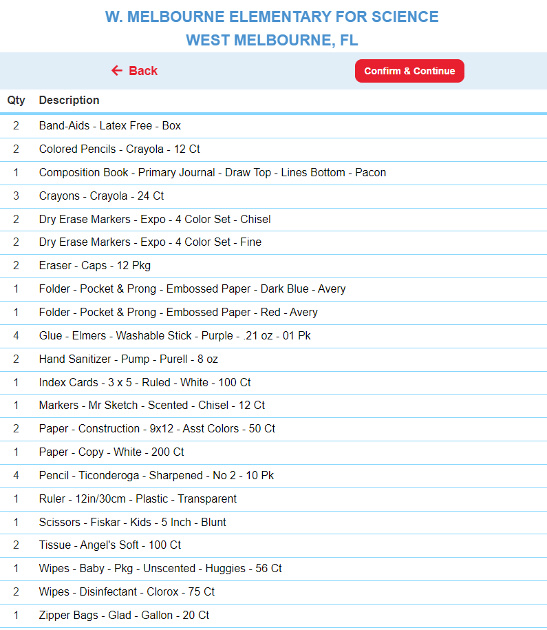 School Supplies West Melbourne School for Science