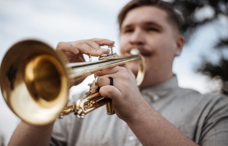 student playing the trumpet 