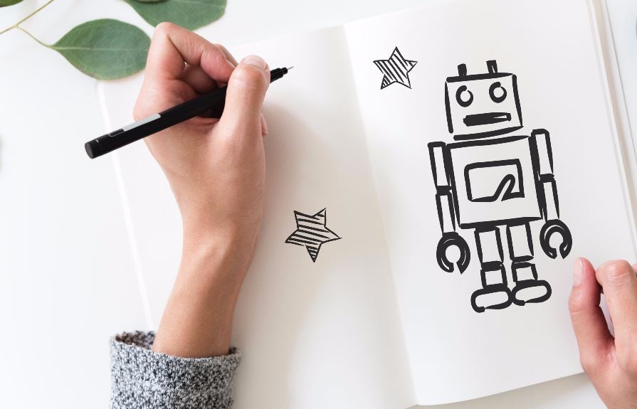 Hand drawing a robot