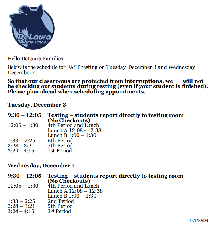 Testing Schedules