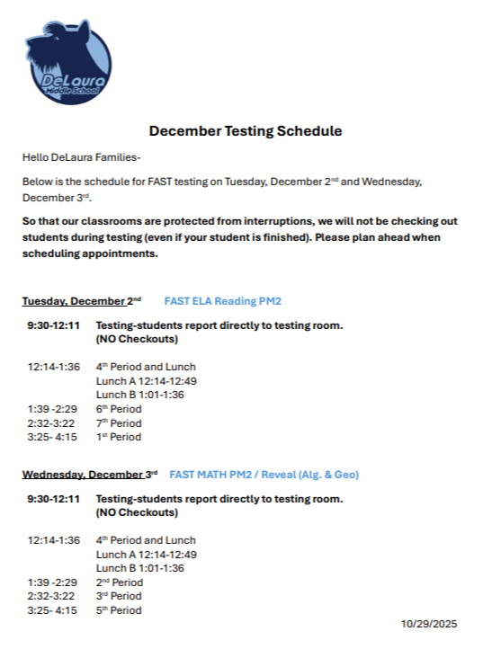 Testing Schedules