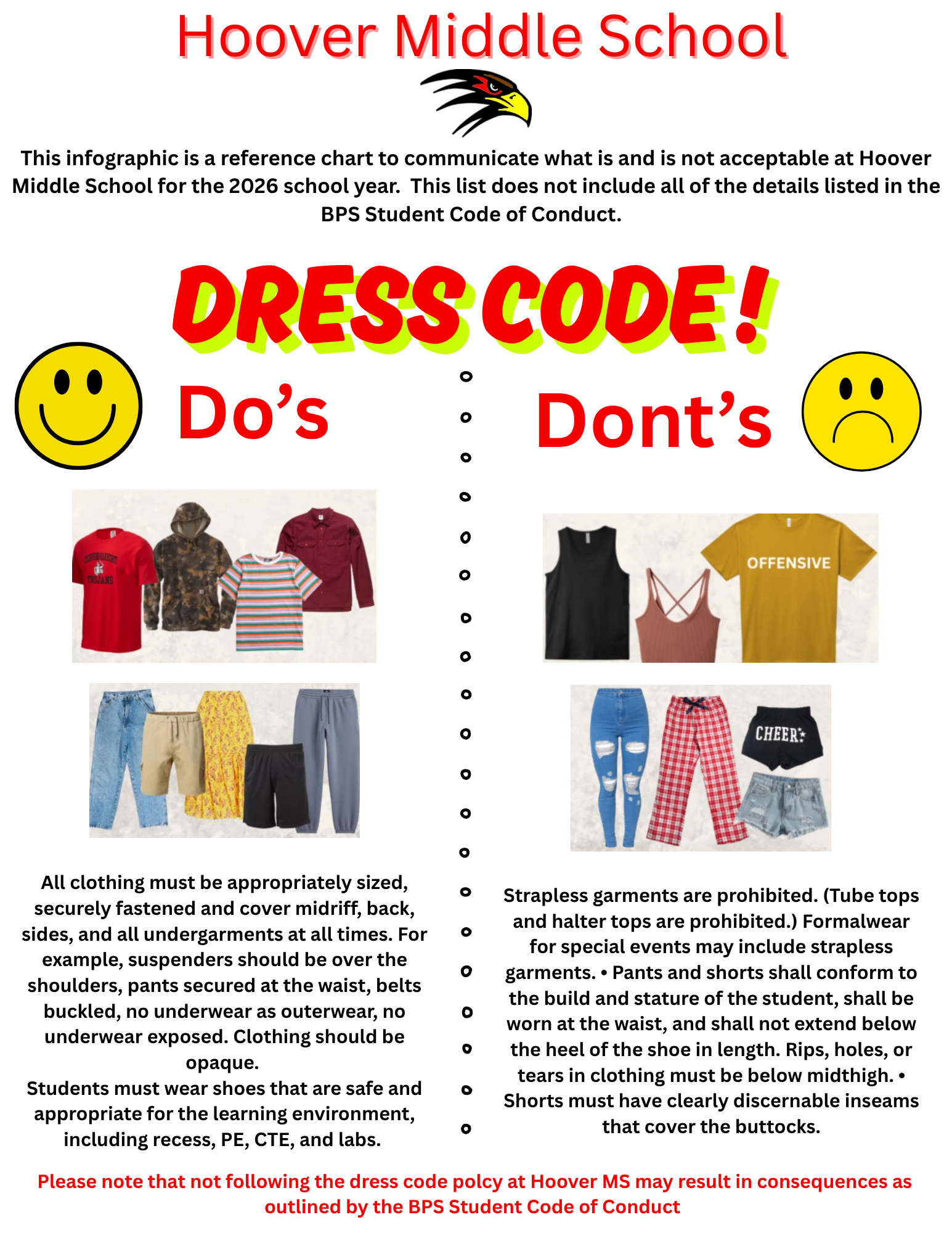 Rules for Hoover's dress code.