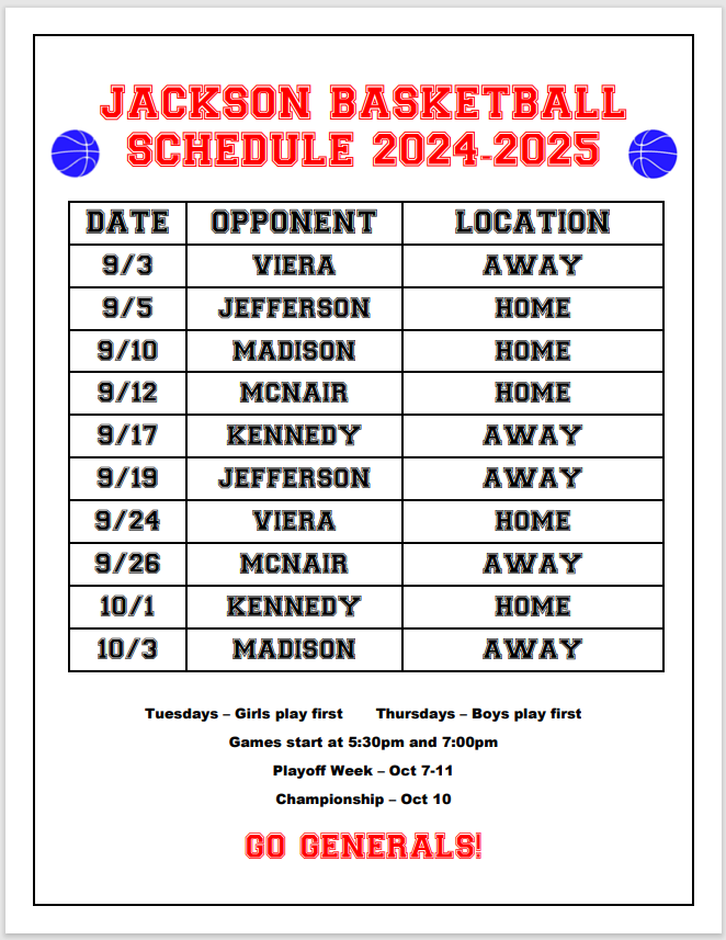 Basketball Schedule 