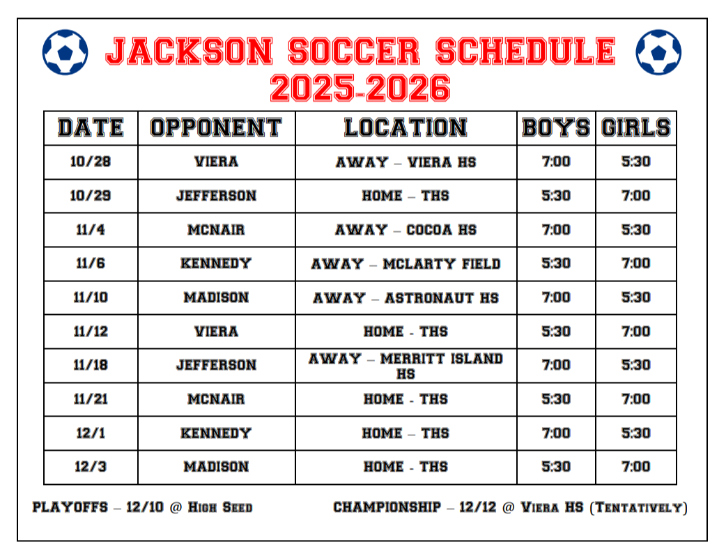 Soccer Schedule