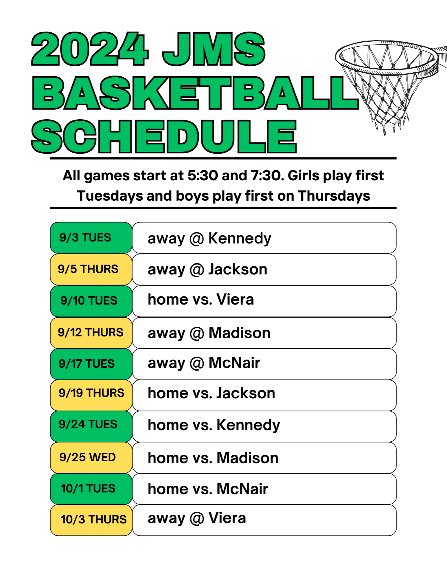 Basketball Schedule