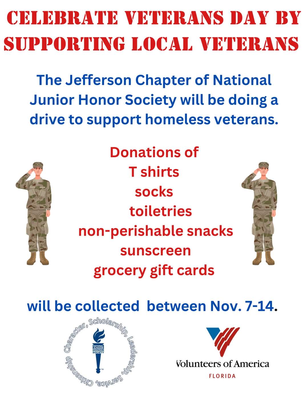 Veterans Day Supply Drive Flyer