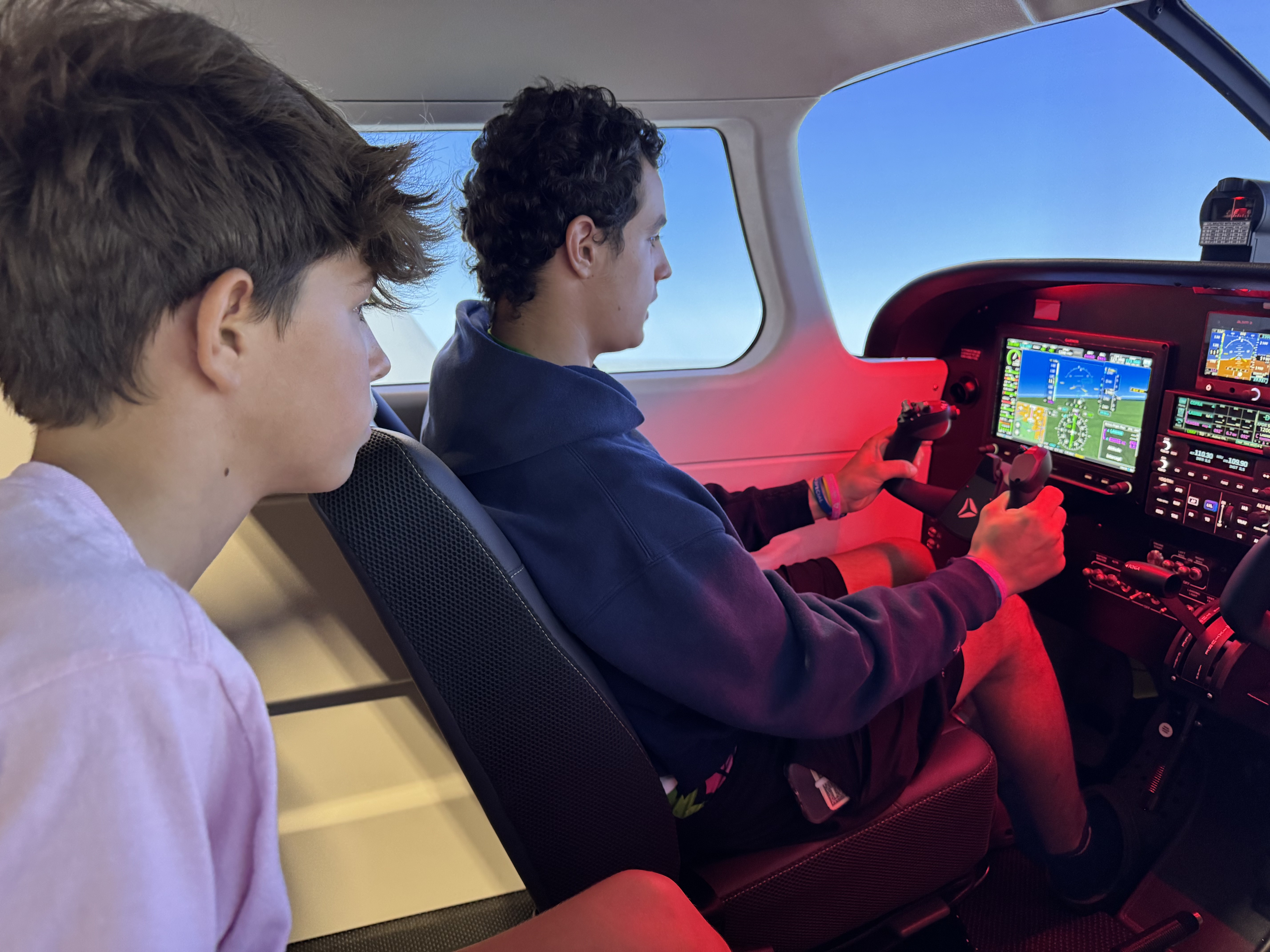 Students at airplane