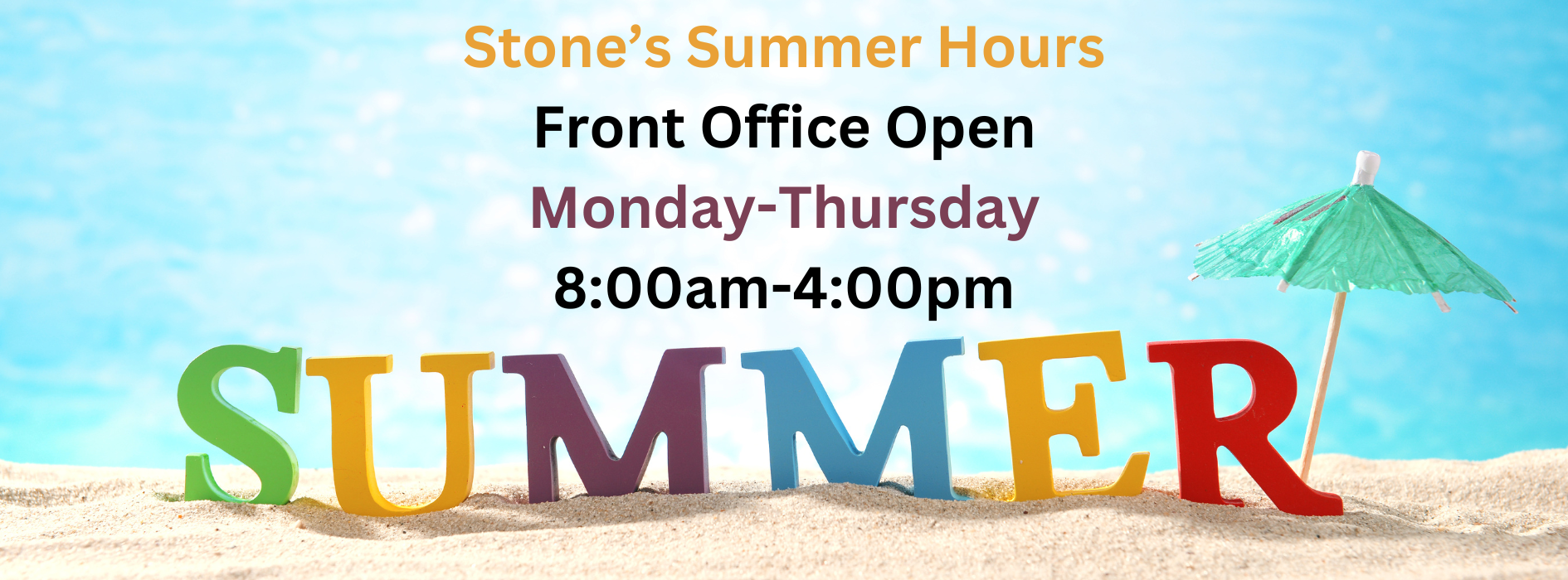 SMMS Summer Hours. the front office is open Monday-Thursday 8am-4pm. Closed Fridays.