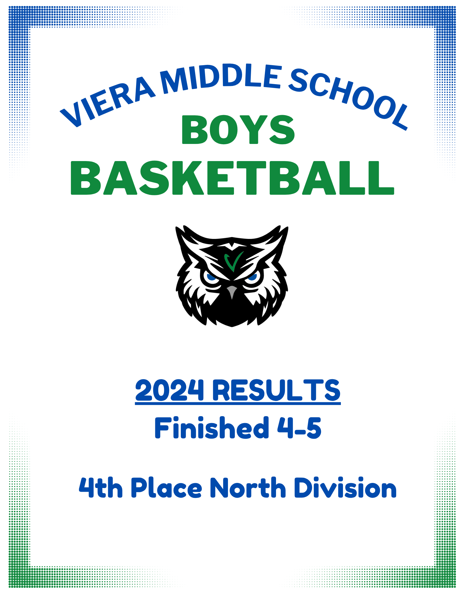 Image of Viera Middle School Boys Basketball 2024 Results: Finished  4-5. 4th place North Division